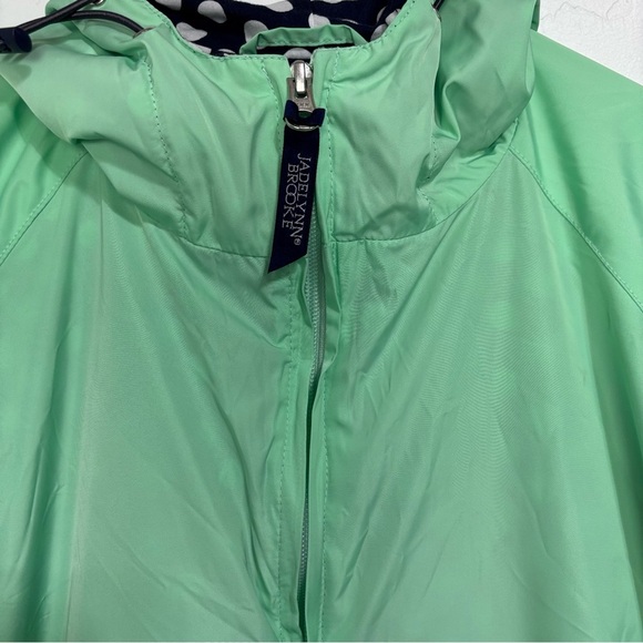 Jadelynn Brooke Women's Medium Hooded Rain Windbreaker Jacket Green Navy - Picture 4 of 15